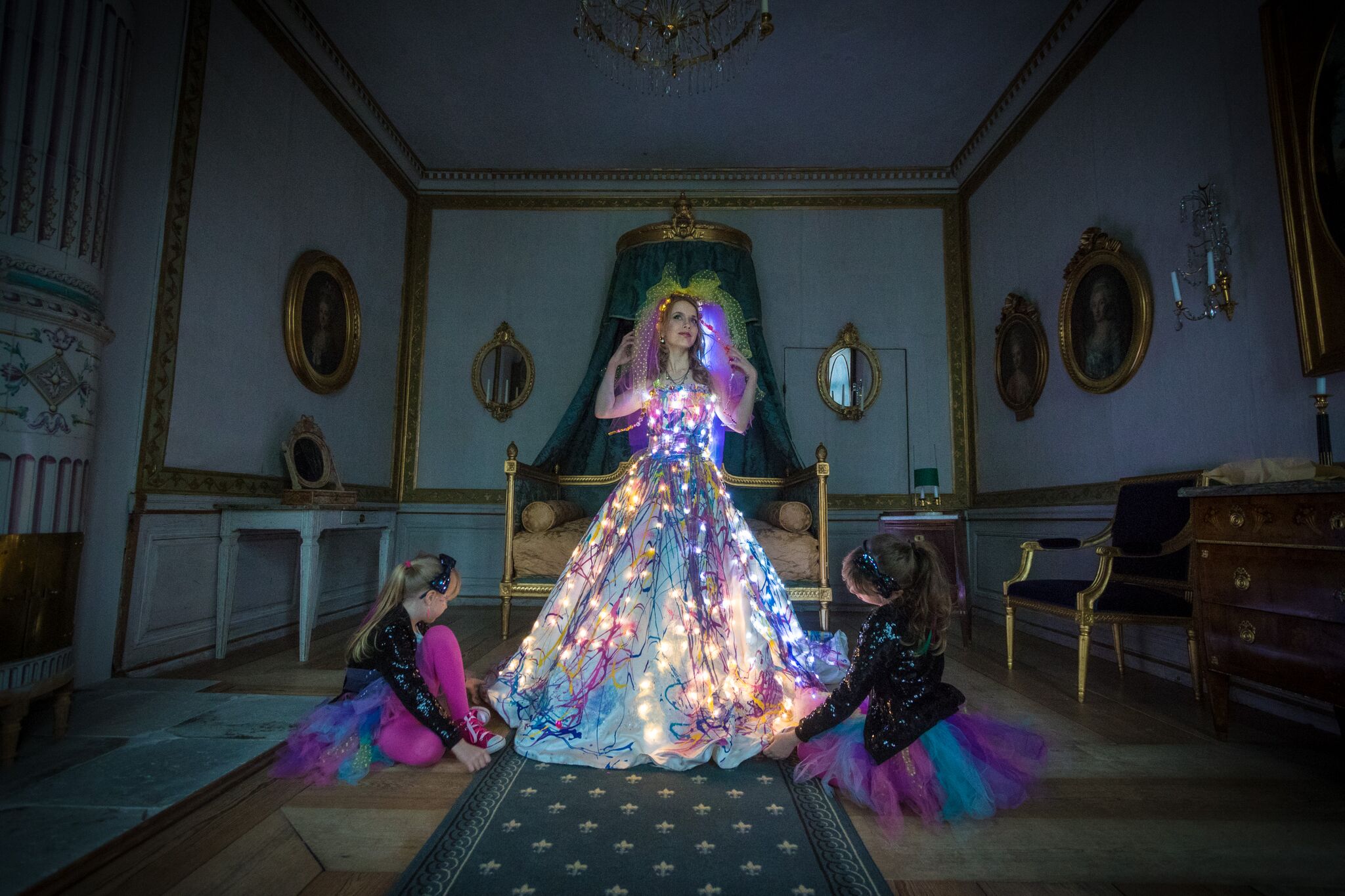 Light up wedding dress at Svartå Manor